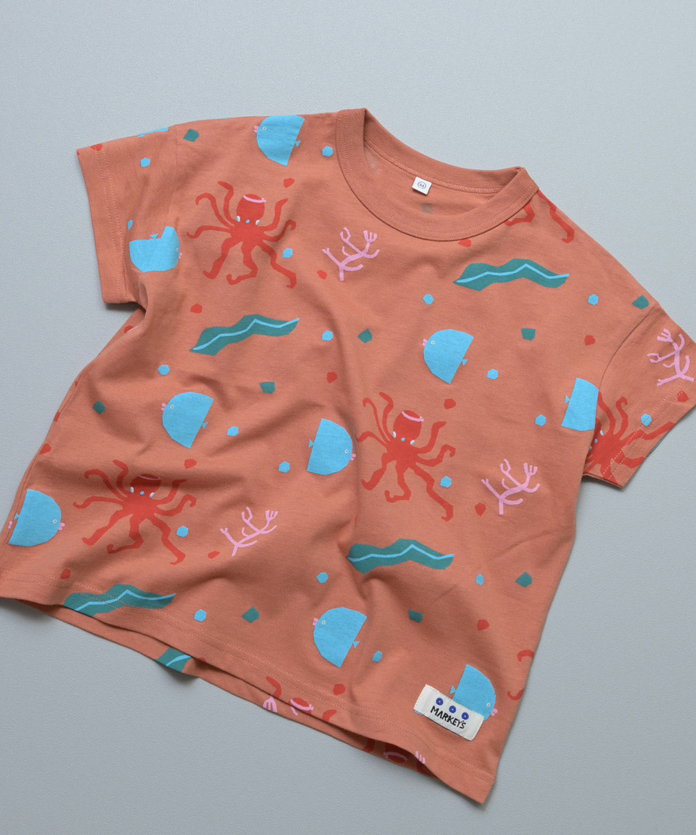 All-over print wide-cut T-shirt