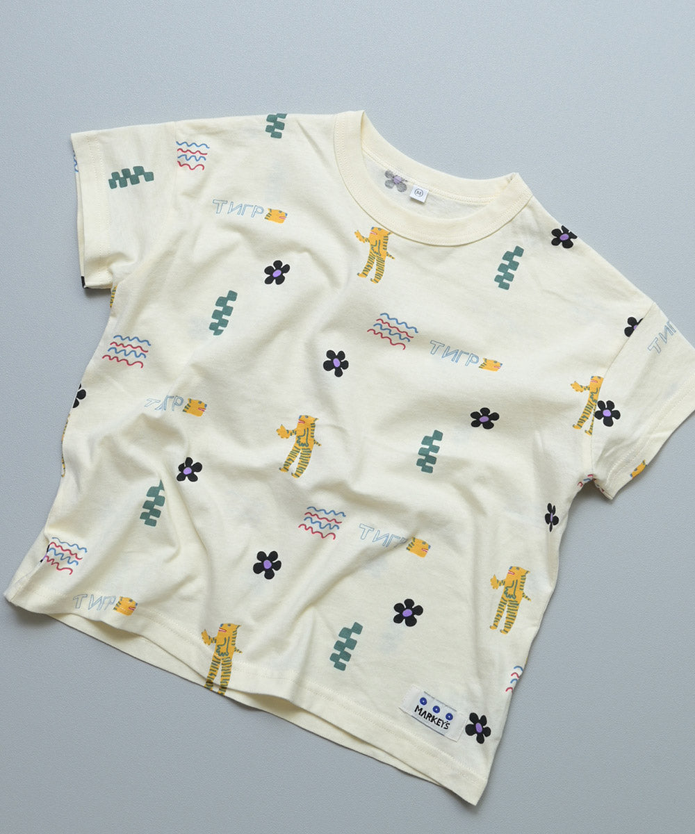 All-over print wide-cut T-shirt