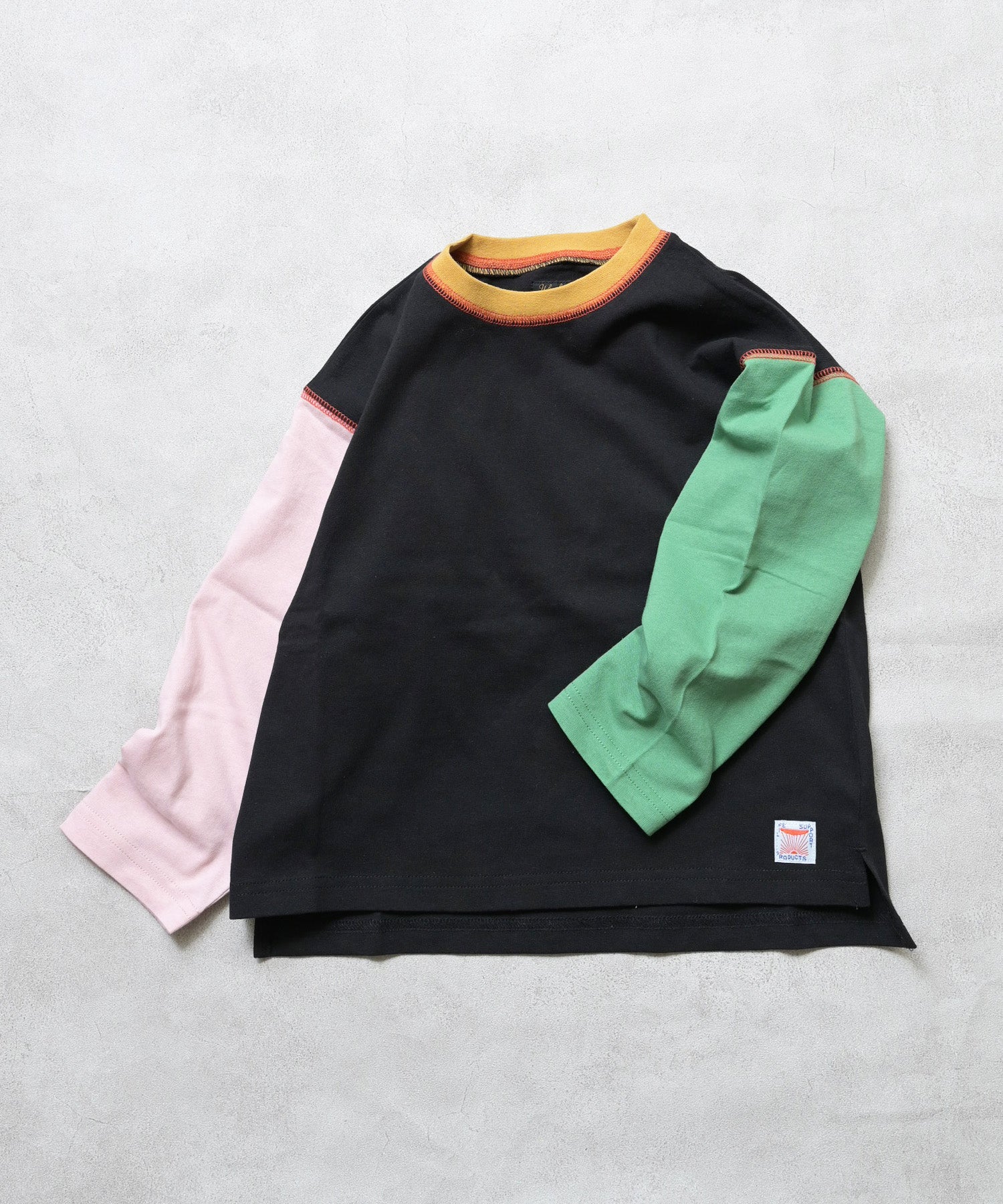 Color-Block Stitch Long-Sleeve T-Shirt