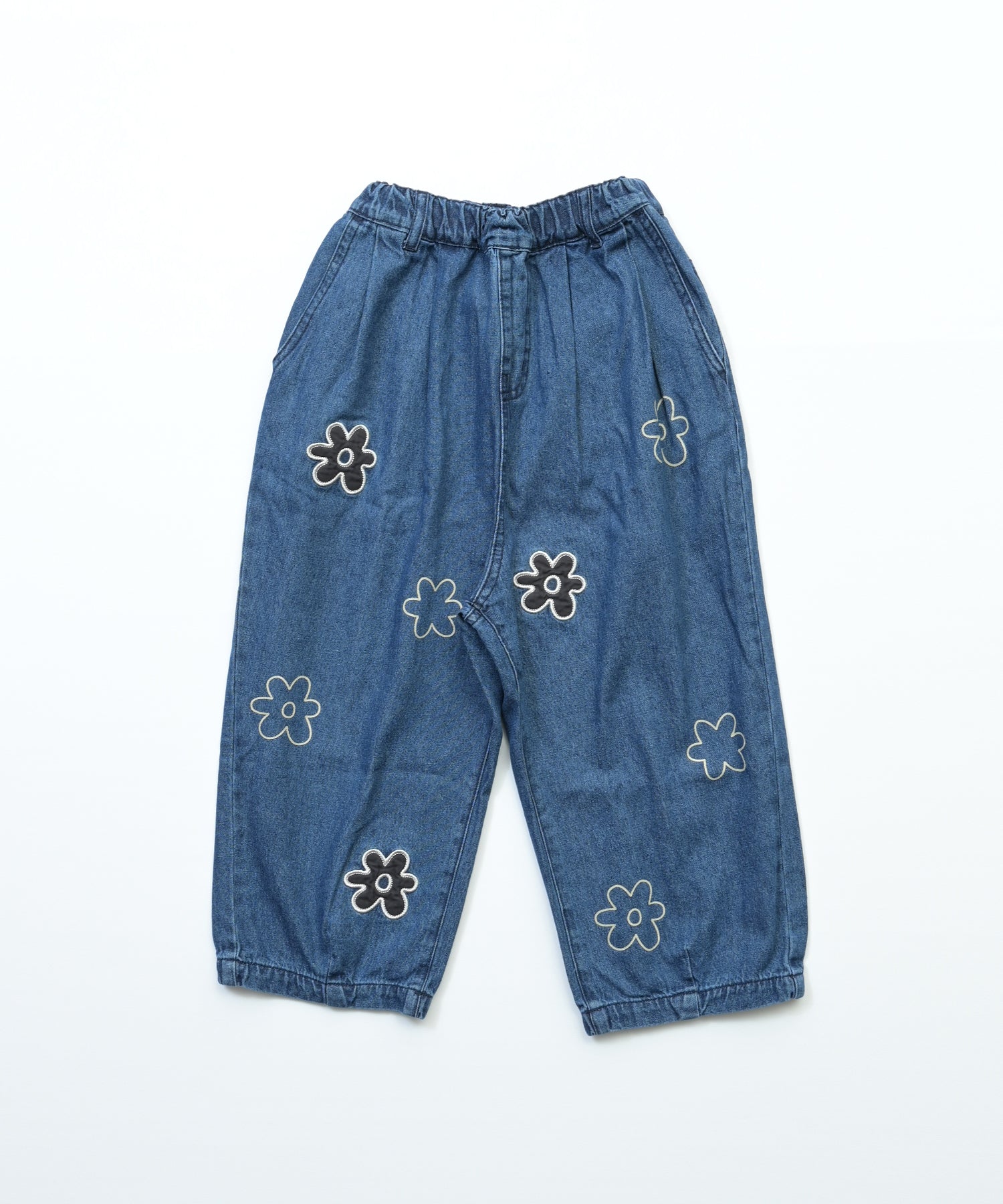 Denim Barrel Pants with Lots of Flowers