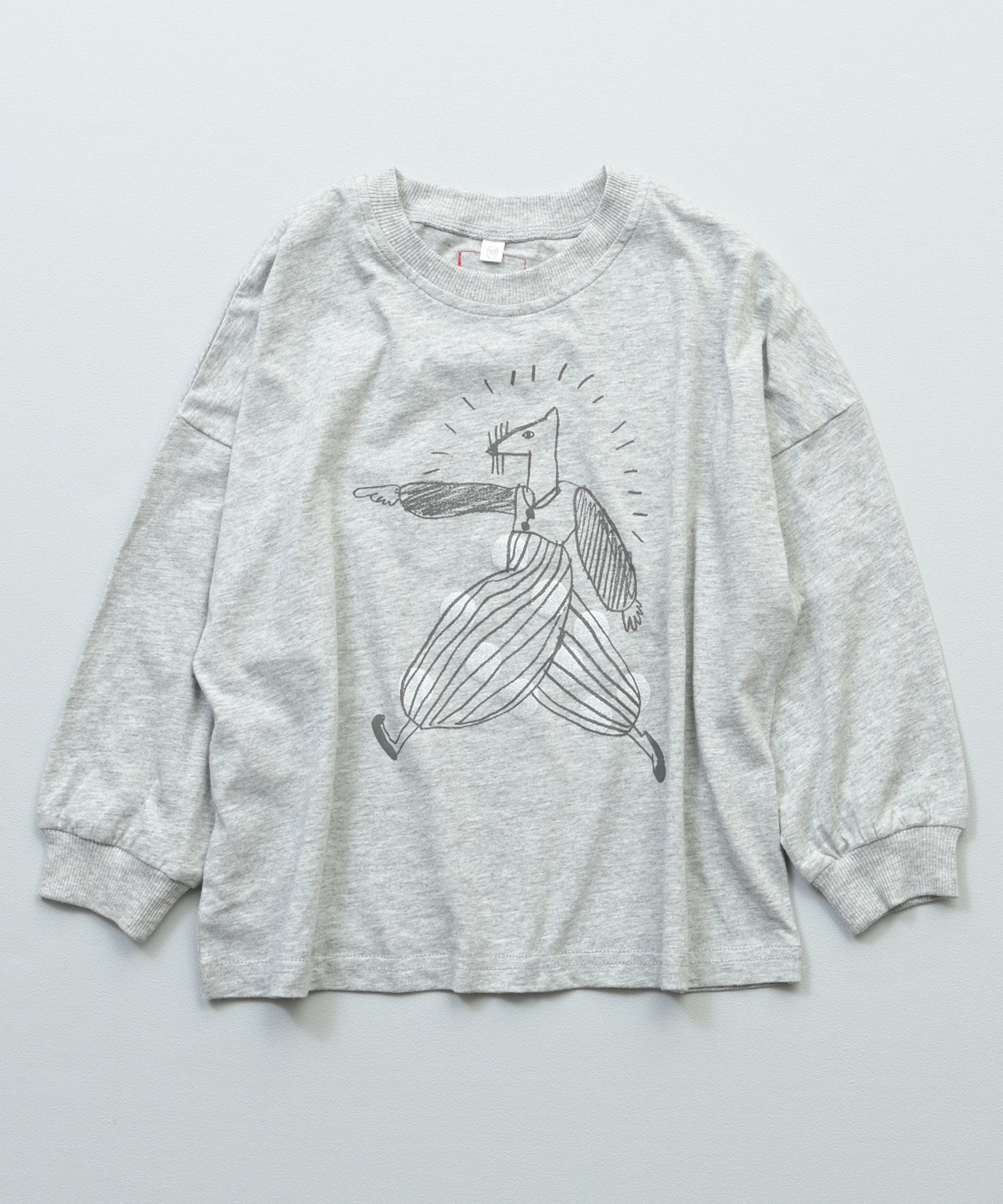 Printed Long-Sleeve T-Shirt with Ribbed Sleeves