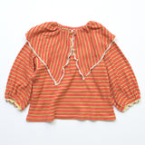 Twist-Ribbed Big-Collar BD Top