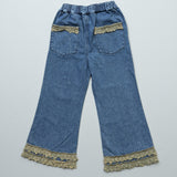 Lace-Trimmed Flared Pants