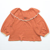 Twist-Ribbed Big-Collar BD Top