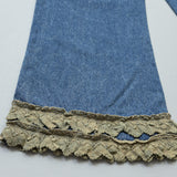 Lace-Trimmed Flared Pants