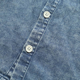 Denim Blouse with a Ruffled Collar