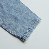 Denim Blouse with a Ruffled Collar