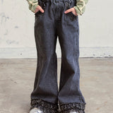 Lace-Trimmed Flared Pants
