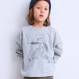 Printed Long-Sleeve T-Shirt with Ribbed Sleeves