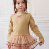 Long-Sleeve Tulle Frill Top