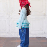 Denim Barrel Pants with Lots of Flowers