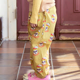 All-Over Print Twill Barrel Pants