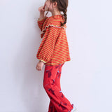 Twist-Ribbed Big-Collar BD Top