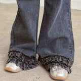 Lace-Trimmed Flared Pants
