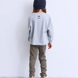 Printed Long-Sleeve T-Shirt with Ribbed Sleeves