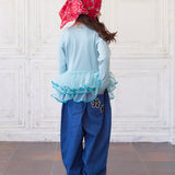 Denim Barrel Pants with Lots of Flowers