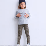 Printed Long-Sleeve T-Shirt with Ribbed Sleeves