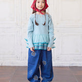 Denim Barrel Pants with Lots of Flowers