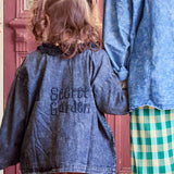 Denim Blouse with a Ruffled Collar