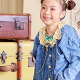 Denim Blouse with a Ruffled Collar