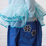 Denim Barrel Pants with Lots of Flowers