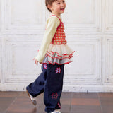Denim Barrel Pants with Lots of Flowers