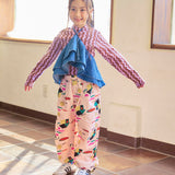 All-Over Print Twill Barrel Pants