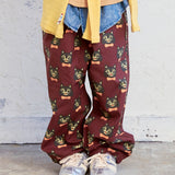 All-Over Print Twill Barrel Pants