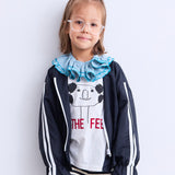 Printed Long-Sleeve T-Shirt with Ribbed Sleeves