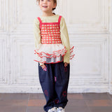 Denim Barrel Pants with Lots of Flowers