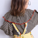 Twist-Ribbed Big-Collar BD Top