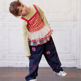Denim Barrel Pants with Lots of Flowers