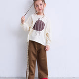 Printed Long-Sleeve T-Shirt with Ribbed Sleeves
