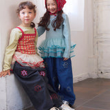 Denim Barrel Pants with Lots of Flowers